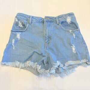 Rewash Brand Women’s Denim Short Cut-Offs Distressed Med Wash Sz 7/26 (A0134)